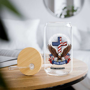 Faith Freedom 250 Years Patriotic Eagle Glass Can USA Flag Christian Cross 1776 to 2026 Semiquincentennial TS02 Print Your Wear