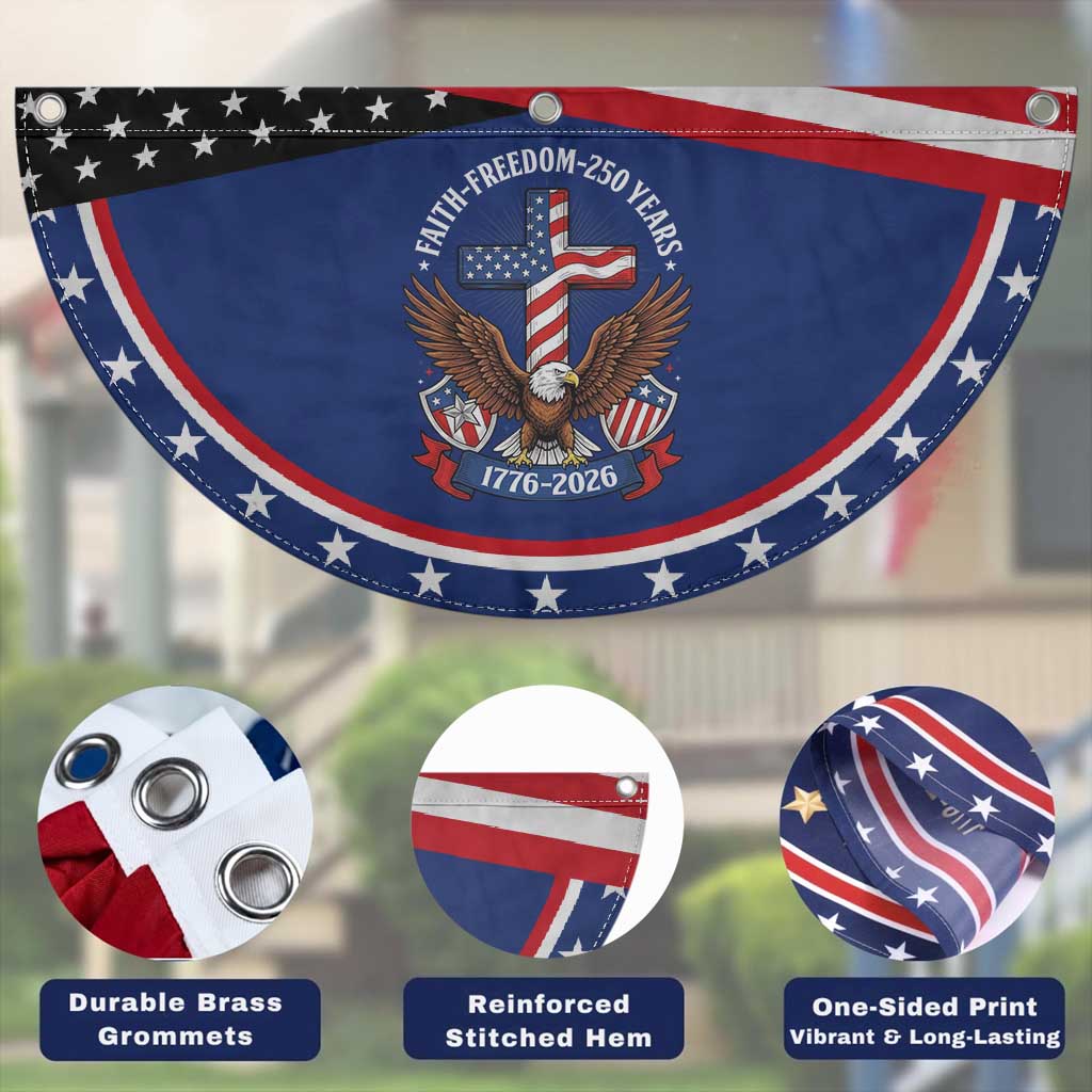 Faith Freedom 250 Years Eagle Patriotic Fan Flag USA Flag Christian Cross 1776 to 2026 Semiquincentennial