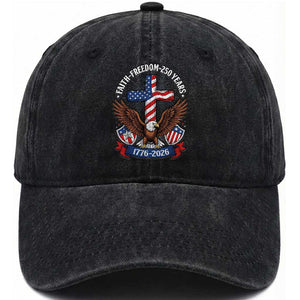 Faith Freedom 250 Years Patriotic Eagle Washed Cotton Baseball Cap USA Flag Christian Cross 1776 to 2026 Semiquincentennial TS02 Print Your Wear