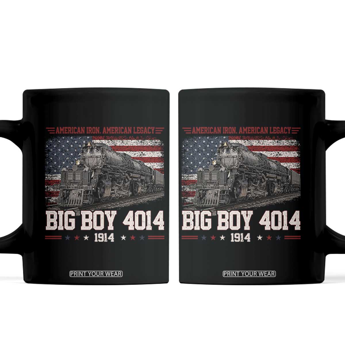 Vintage USA Steam Locomotive Patriotic Pride Coffee Mug American Iron American Legacy