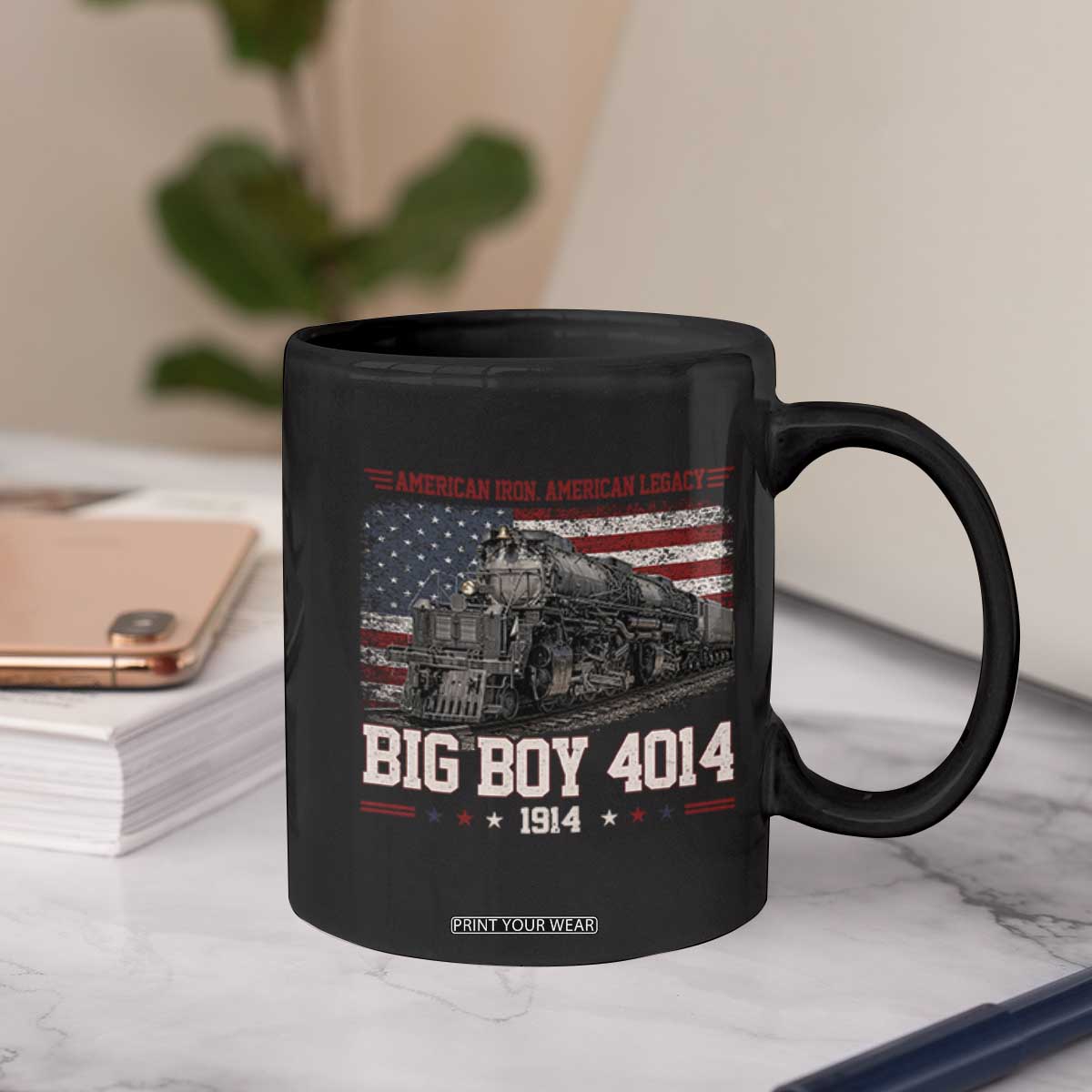 Vintage USA Steam Locomotive Patriotic Pride Coffee Mug American Iron American Legacy TS02 Print Your Wear