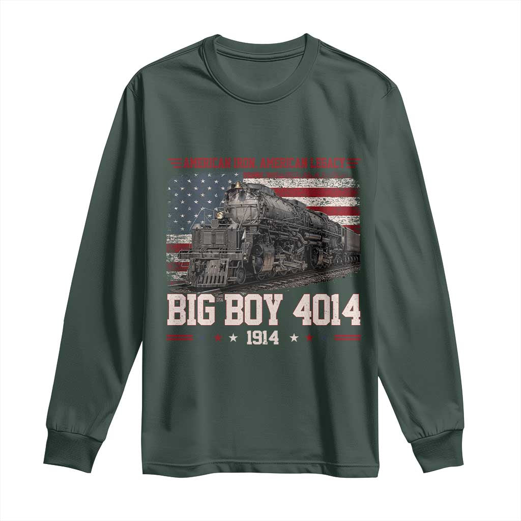 Vintage USA Steam Locomotive Patriotic Pride Long Sleeve Shirt American Iron American Legacy TS02 Dark Forest Green Print Your Wear