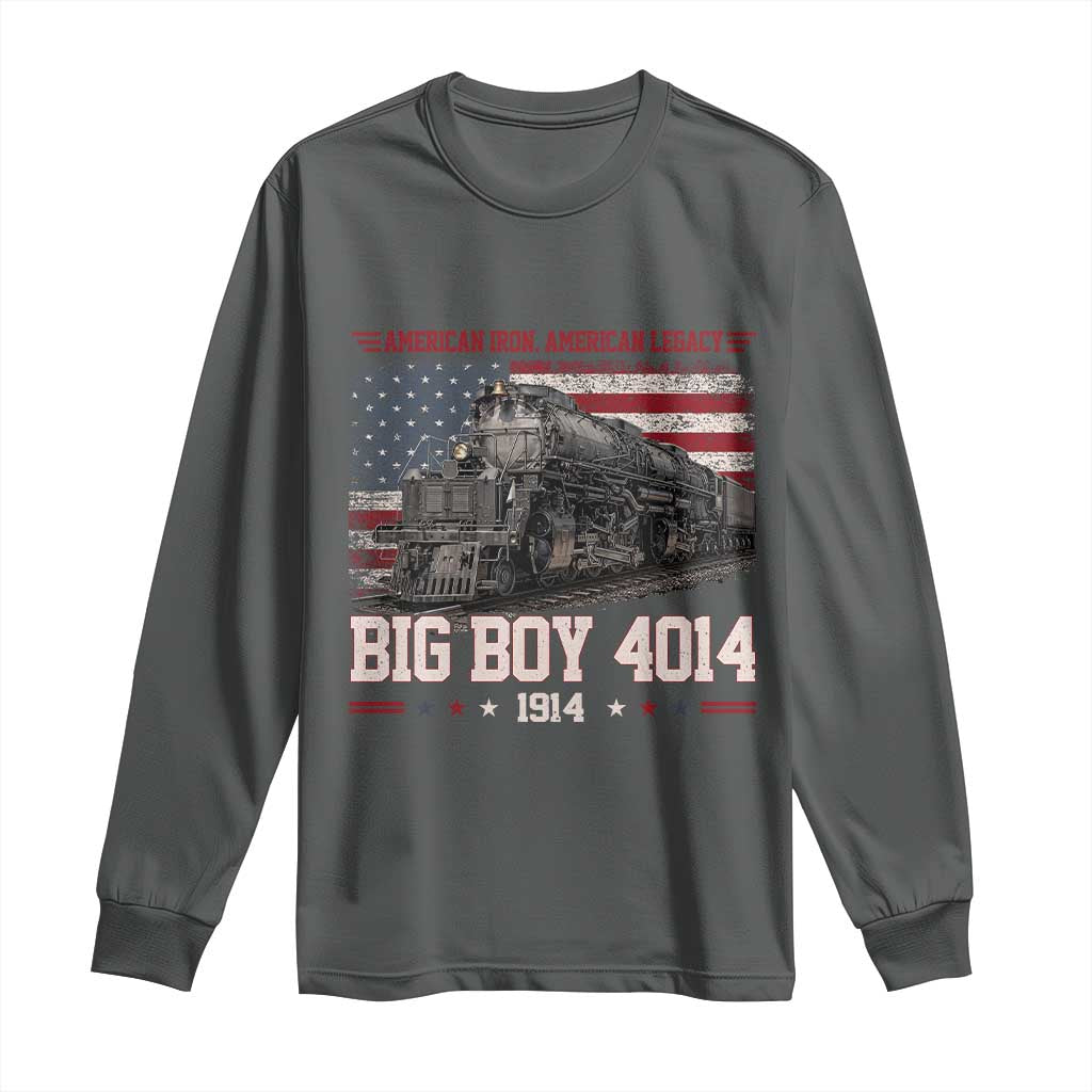 Vintage USA Steam Locomotive Patriotic Pride Long Sleeve Shirt American Iron American Legacy TS02 Dark Heather Print Your Wear