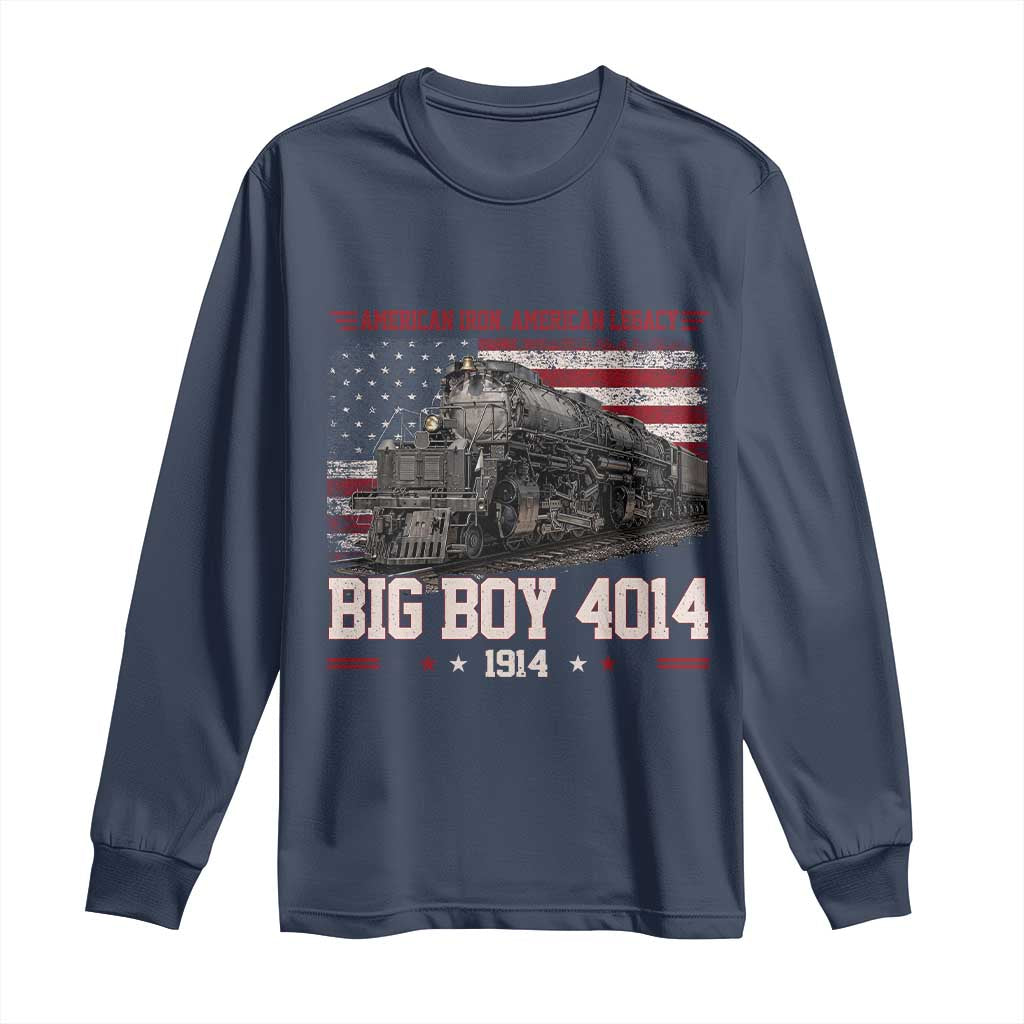 Vintage USA Steam Locomotive Patriotic Pride Long Sleeve Shirt American Iron American Legacy TS02 Navy Print Your Wear