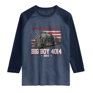 Vintage USA Steam Locomotive Patriotic Pride Raglan Shirt American Iron American Legacy TS02 Heather Denim Navy Print Your Wear