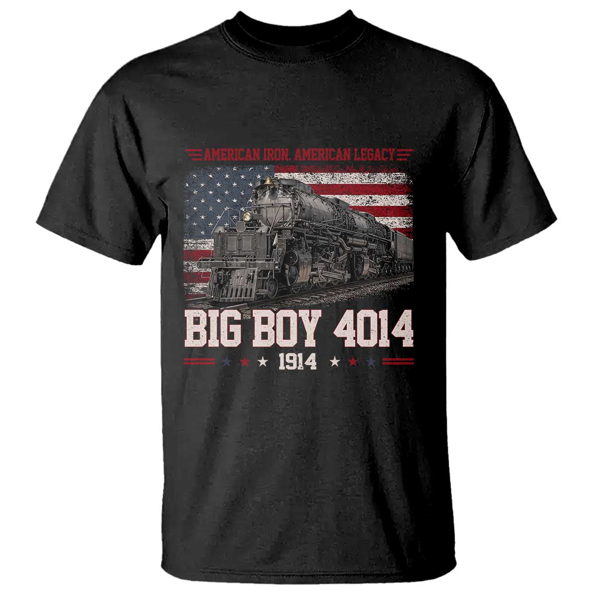 Vintage USA Steam Locomotive Patriotic Pride T Shirt American Iron American Legacy TS02 Black Print Your Wear