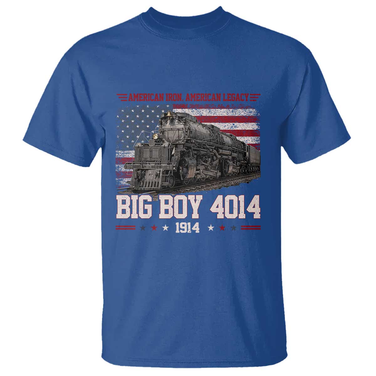 Vintage USA Steam Locomotive Patriotic Pride T Shirt American Iron American Legacy TS02 Royal Blue Print Your Wear