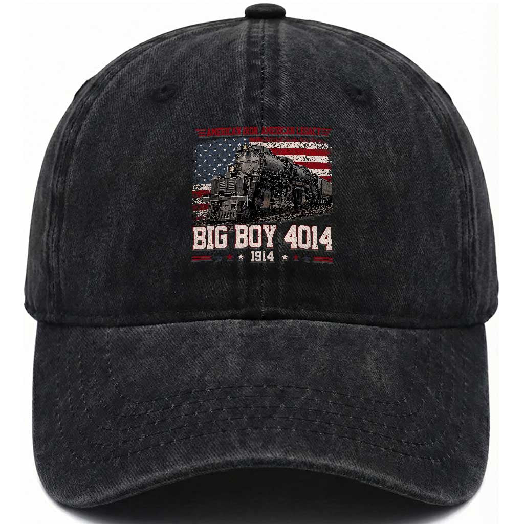 Vintage USA Steam Locomotive Patriotic Pride Washed Cotton Baseball Cap American Iron American Legacy TS02 Print Your Wear
