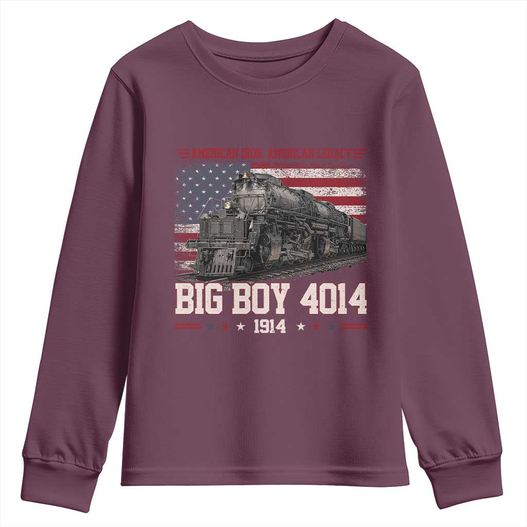 Vintage USA Steam Locomotive Patriotic Pride Youth Sweatshirt American Iron American Legacy TS02 Maroon Print Your Wear