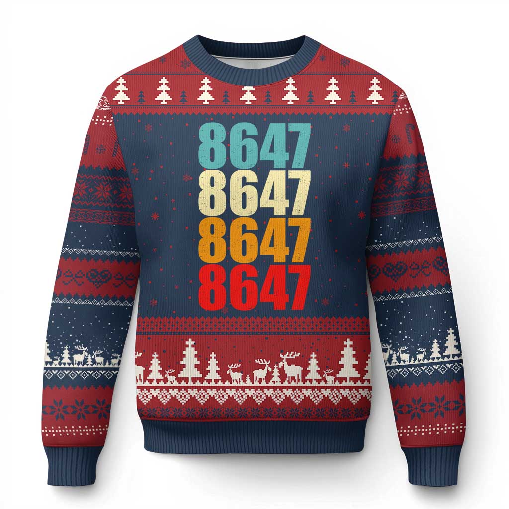 8647 Retro Vintage Color Palette Ugly Christmas Sweater Minimalist Coded Political Satire TS02 Navy Red Print Your Wear