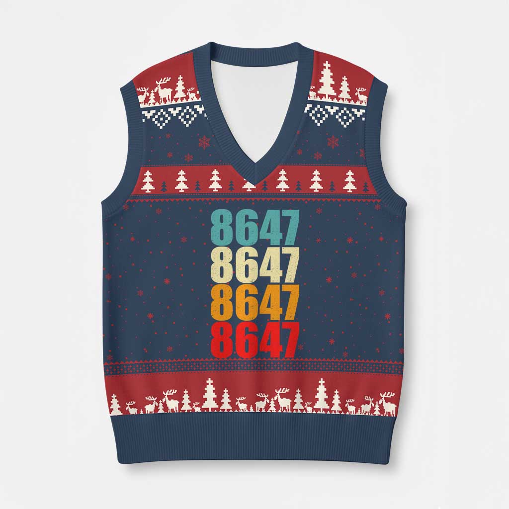 8647 Retro Vintage Color Palette V-Neck Knit Sweater Vest Minimalist Coded Political Satire TS02 Navy Red Print Your Wear