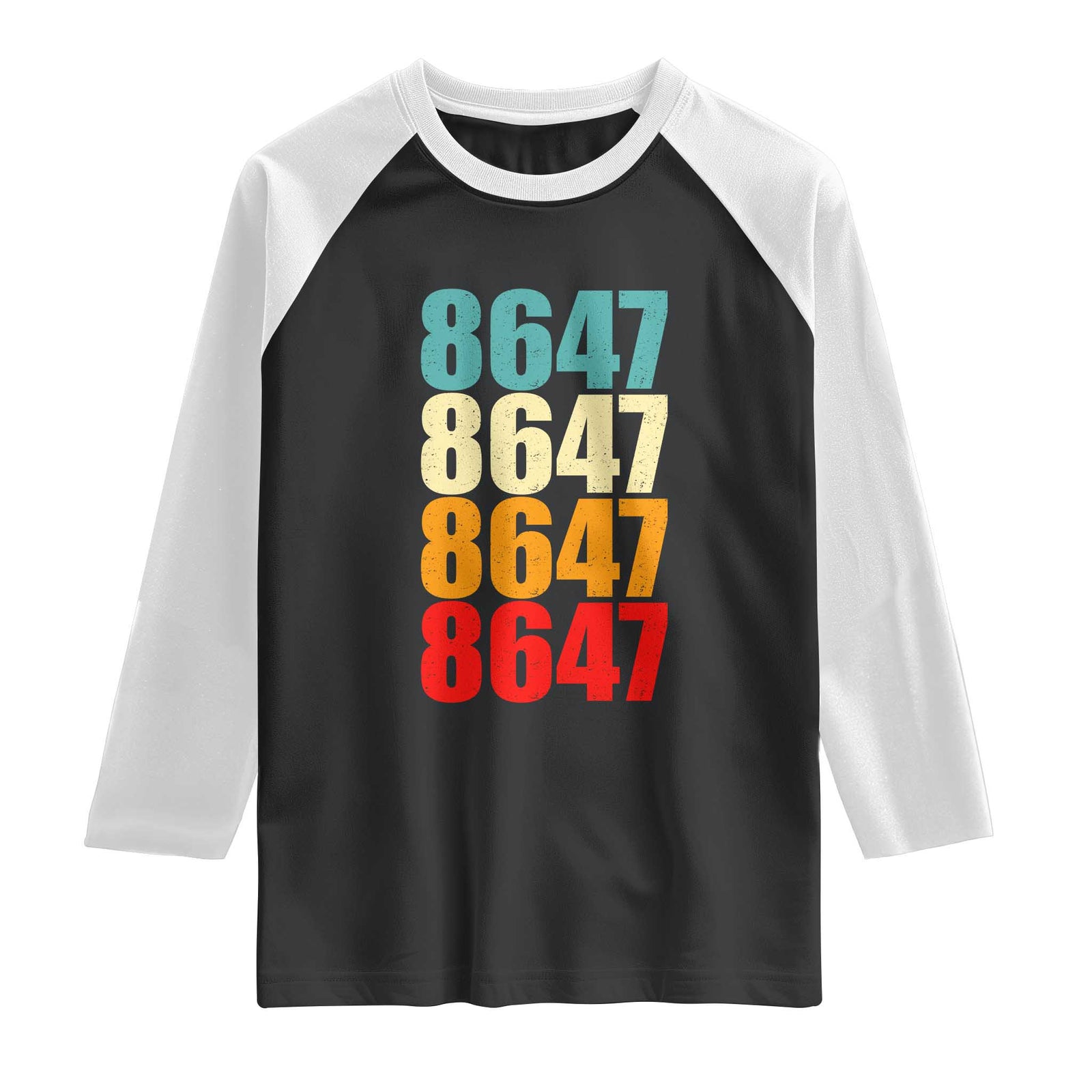 8647 Retro Vintage Color Palette Raglan Shirt Minimalist Coded Political Satire TS02 Black White Print Your Wear