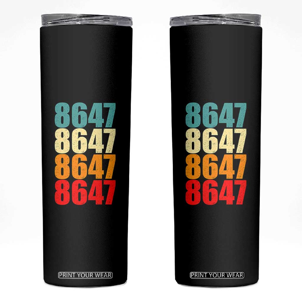 8647 Retro Vintage Color Palette Skinny Tumbler Minimalist Coded Political Satire TS02 Black Print Your Wear
