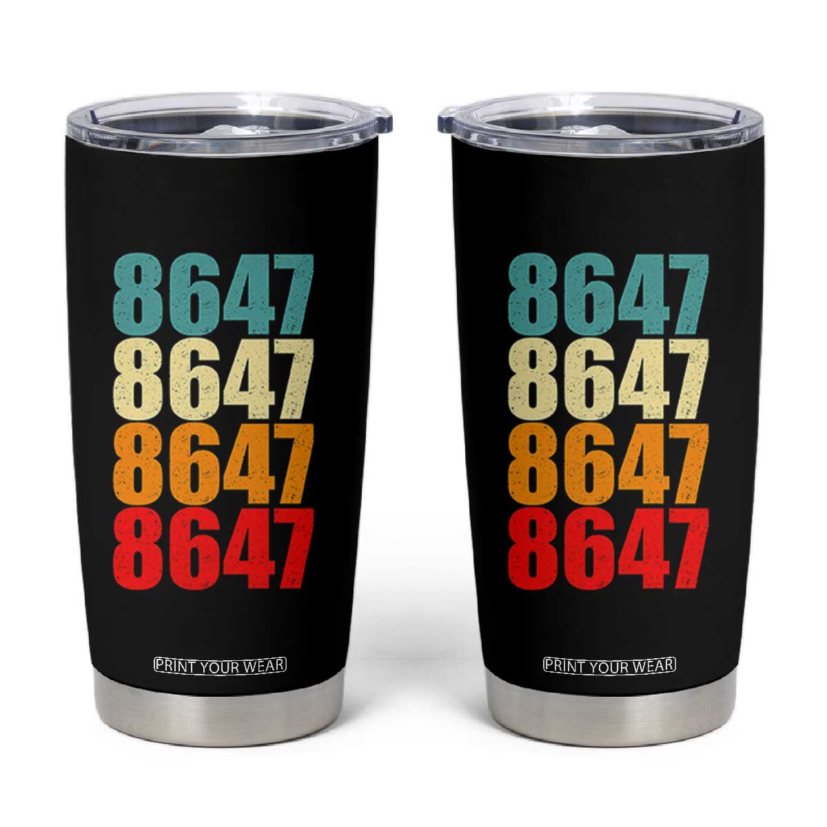 8647 Retro Vintage Color Palette Tumbler Cup Minimalist Coded Political Satire TS02 Black Print Your Wear