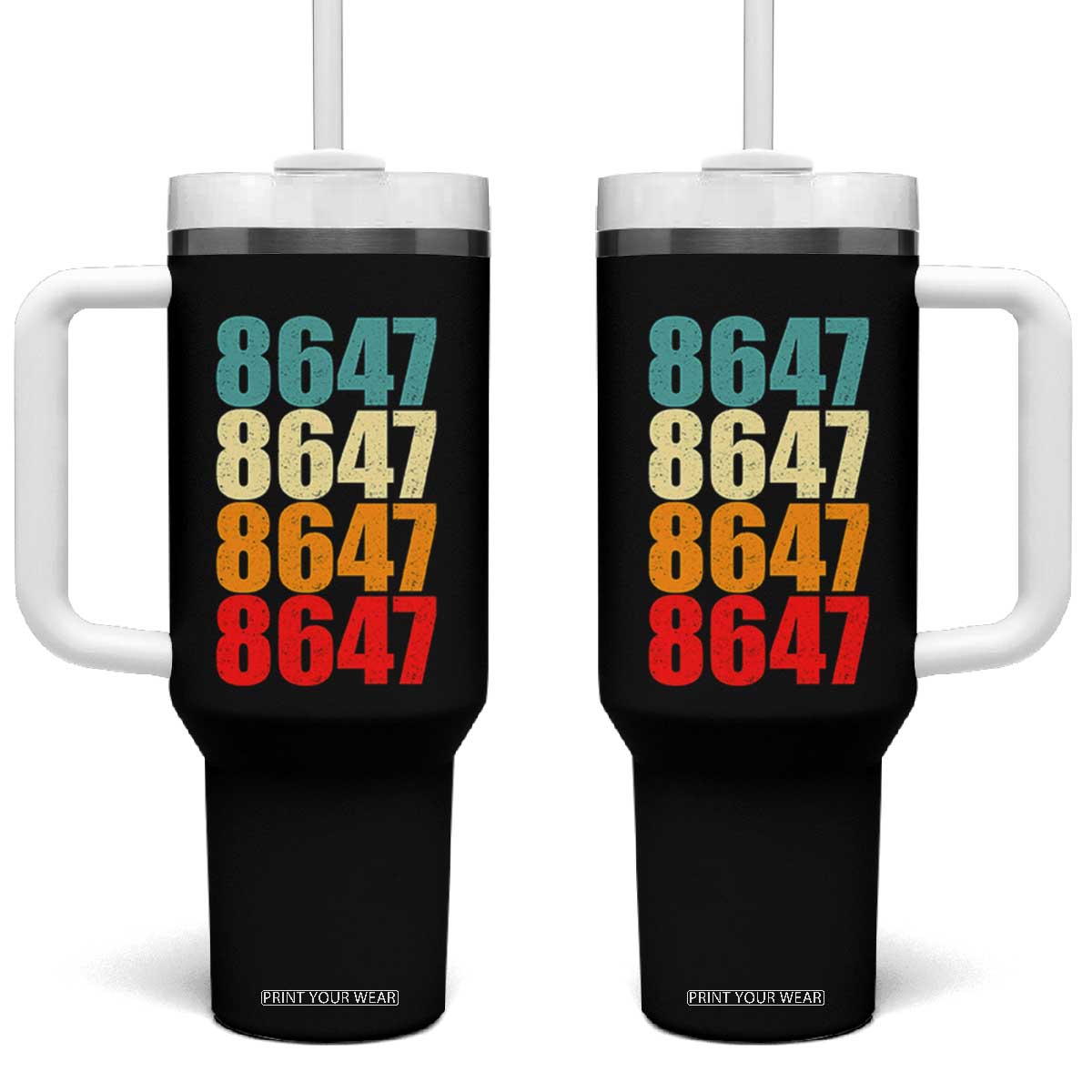 8647 Retro Vintage Color Palette Tumbler With Handle Minimalist Coded Political Satire TS02 One Size: 40 oz Black Print Your Wear