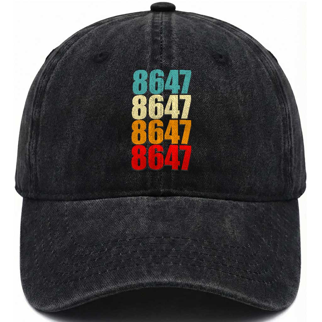 8647 Retro Vintage Color Palette Washed Cotton Baseball Cap Minimalist Coded Political Satire TS02 Print Your Wear