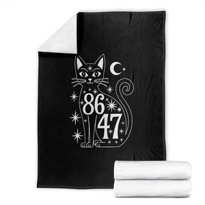 86 47 Celestial Black Cat Mystic Throw Blanket Moon Stars Coded Political Satire TS02 Black Print Your Wear