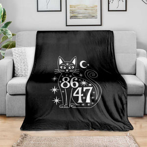 86 47 Celestial Black Cat Mystic Throw Blanket Moon Stars Coded Political Satire TS02 Print Your Wear
