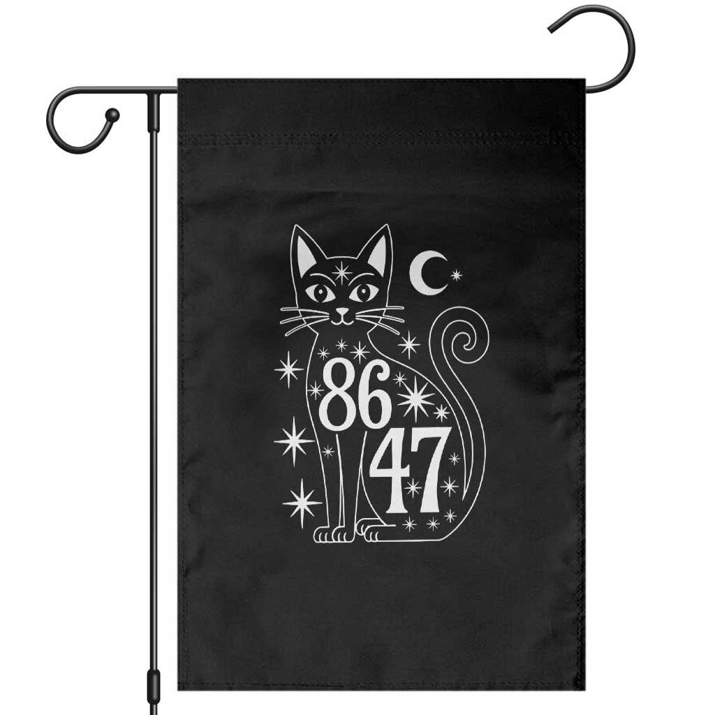 86 47 Celestial Black Cat Mystic Garden Flag Moon Stars Coded Political Satire TS02 Black Print Your Wear