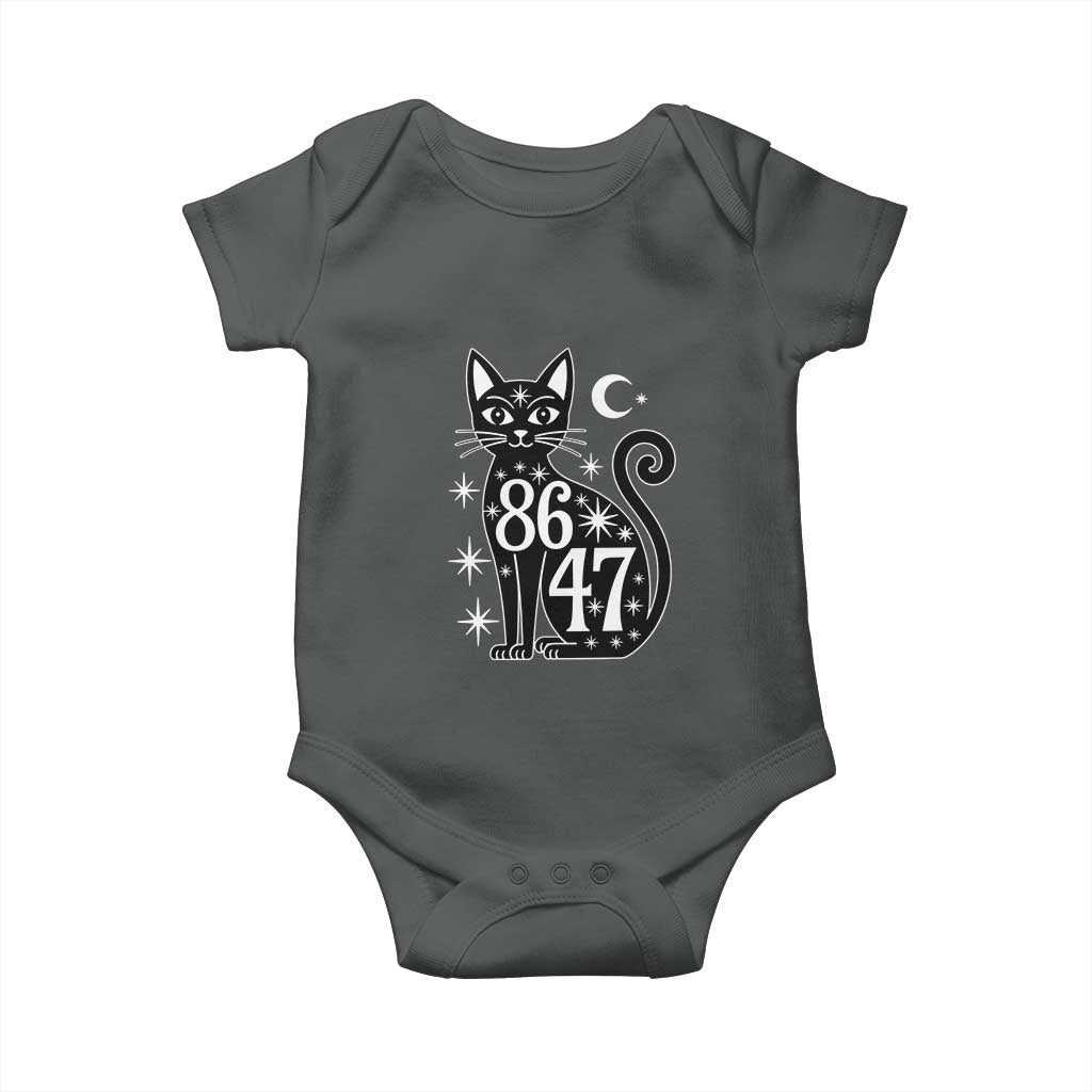 86 47 Celestial Black Cat Mystic Baby Onesie Moon Stars Coded Political Satire TS02 Dark Heather Print Your Wear