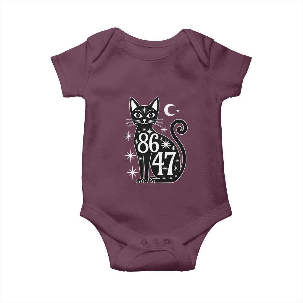 86 47 Celestial Black Cat Mystic Baby Onesie Moon Stars Coded Political Satire TS02 Maroon Print Your Wear