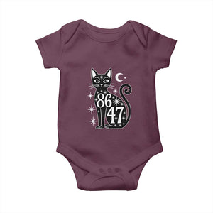 86 47 Celestial Black Cat Mystic Baby Onesie Moon Stars Coded Political Satire TS02 Maroon Print Your Wear