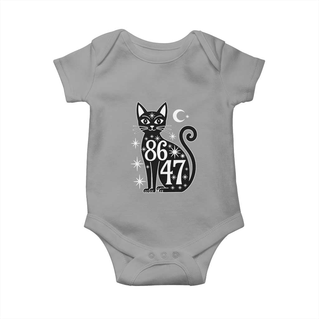 86 47 Celestial Black Cat Mystic Baby Onesie Moon Stars Coded Political Satire TS02 Sport Gray Print Your Wear