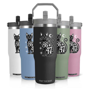 86 47 Celestial Black Cat Mystic Flip Straw Tumbler Moon Stars Coded Political Satire TS02 Print Your Wear