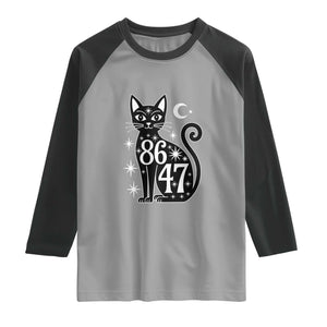 86 47 Celestial Black Cat Mystic Raglan Shirt Moon Stars Coded Political Satire TS02 Sport Gray Black Print Your Wear