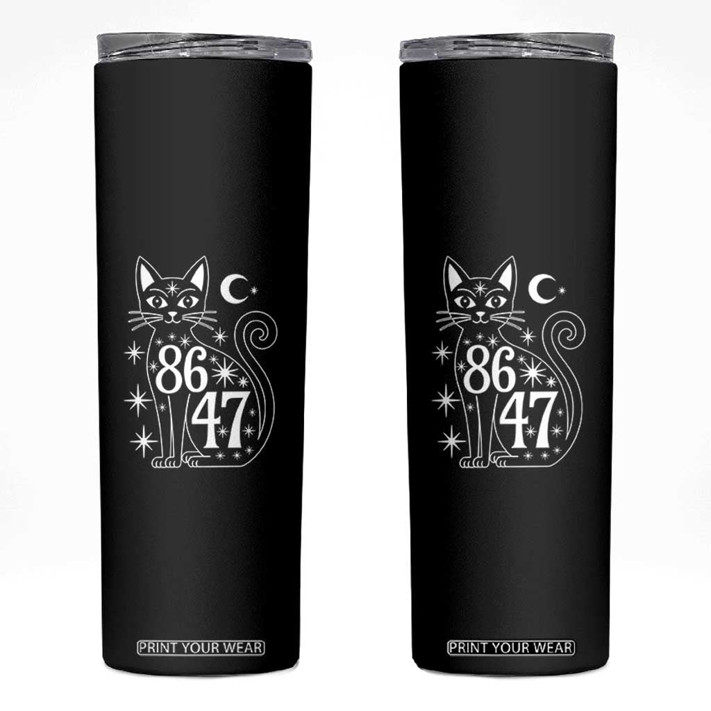 86 47 Celestial Black Cat Mystic Skinny Tumbler Moon Stars Coded Political Satire TS02 Black Print Your Wear