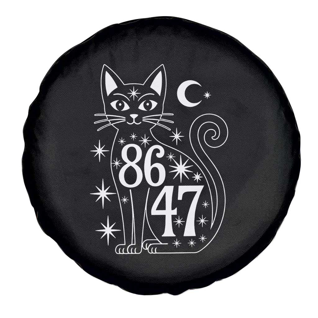 86 47 Celestial Black Cat Mystic Spare Tire Cover Moon Stars Coded Political Satire TS02 Print Your Wear