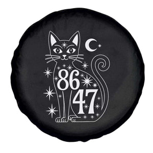 86 47 Celestial Black Cat Mystic Spare Tire Cover Moon Stars Coded Political Satire TS02 Print Your Wear