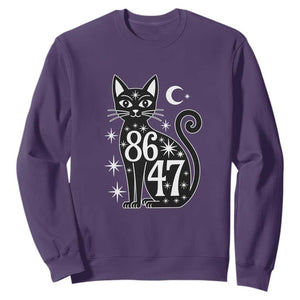 86 47 Celestial Black Cat Mystic Sweatshirt Moon Stars Coded Political Satire TS02 Purple Print Your Wear