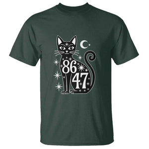 86 47 Celestial Black Cat Mystic T Shirt Moon Stars Coded Political Satire TS02 Dark Forest Green Print Your Wear