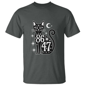 86 47 Celestial Black Cat Mystic T Shirt Moon Stars Coded Political Satire TS02 Dark Heather Print Your Wear