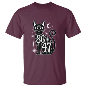 86 47 Celestial Black Cat Mystic T Shirt Moon Stars Coded Political Satire TS02 Maroon Print Your Wear