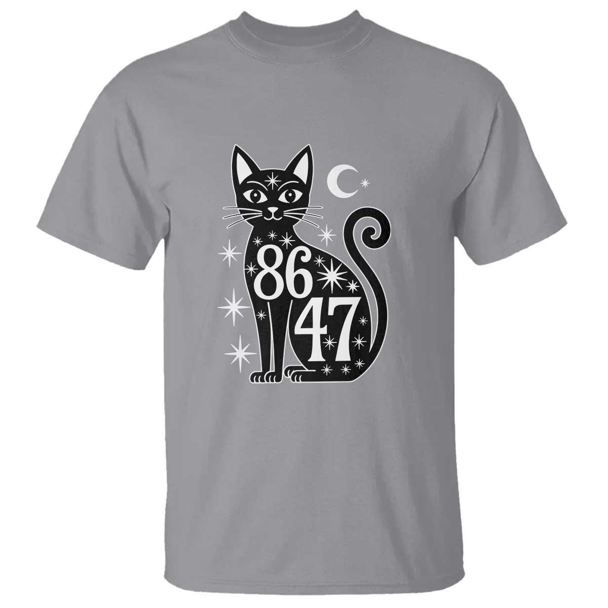86 47 Celestial Black Cat Mystic T Shirt Moon Stars Coded Political Satire TS02 Sport Gray Print Your Wear
