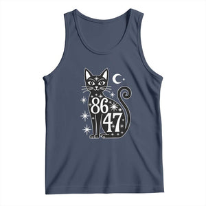 86 47 Celestial Black Cat Mystic Tank Top Moon Stars Coded Political Satire TS02 Navy Print Your Wear