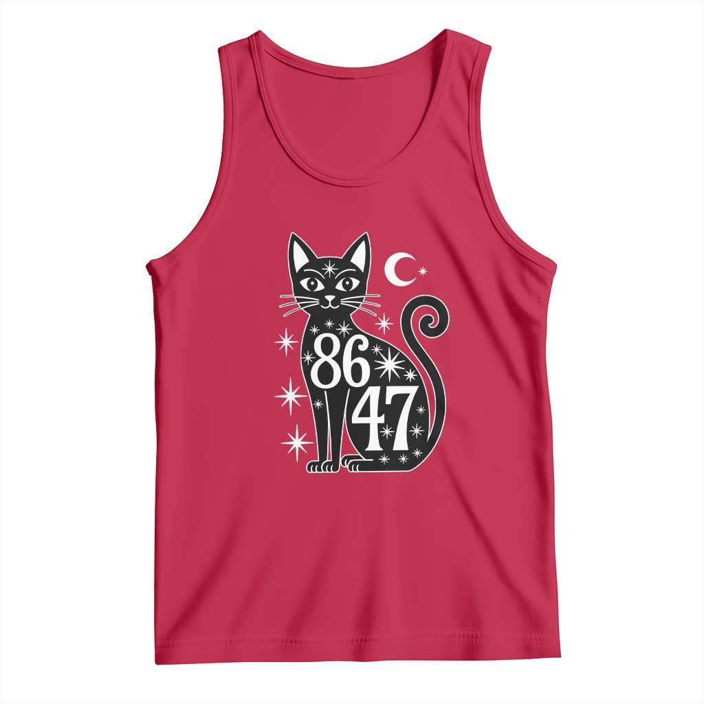 86 47 Celestial Black Cat Mystic Tank Top Moon Stars Coded Political Satire TS02 Red Print Your Wear