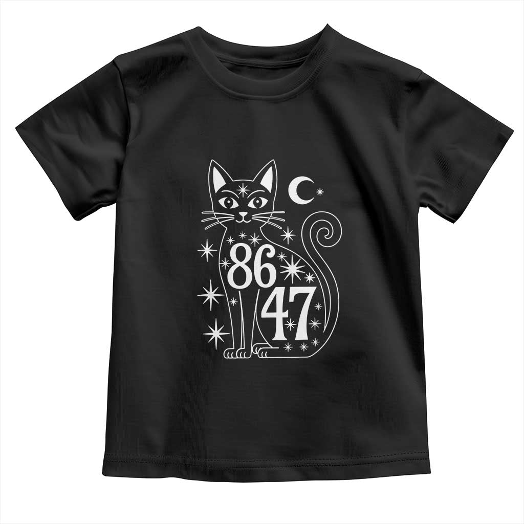 86 47 Celestial Black Cat Mystic Toddler T Shirt Moon Stars Coded Political Satire TS02 Black Print Your Wear