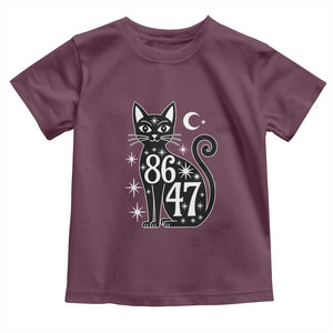 86 47 Celestial Black Cat Mystic Toddler T Shirt Moon Stars Coded Political Satire TS02 Maroon Print Your Wear