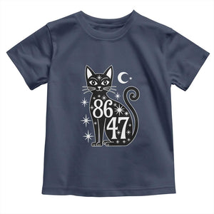 86 47 Celestial Black Cat Mystic Toddler T Shirt Moon Stars Coded Political Satire TS02 Navy Print Your Wear