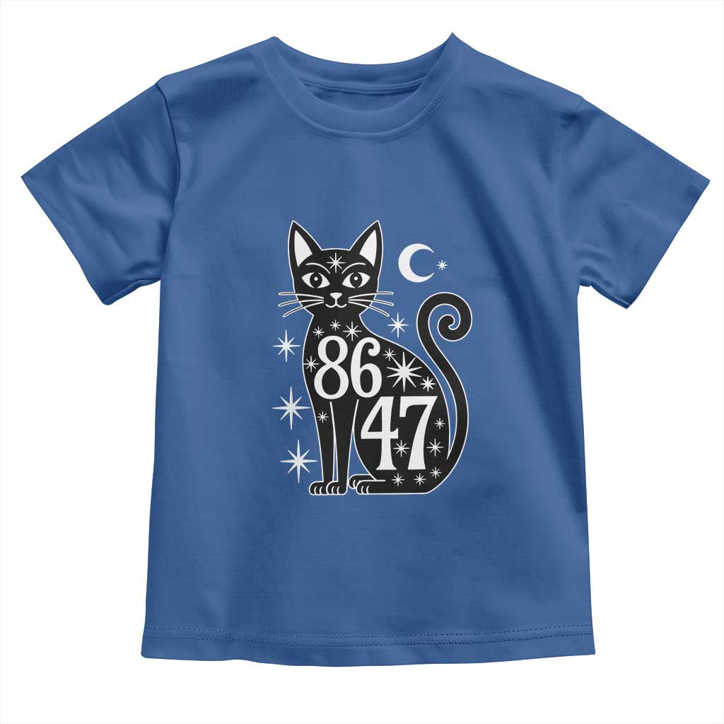 86 47 Celestial Black Cat Mystic Toddler T Shirt Moon Stars Coded Political Satire TS02 Royal Blue Print Your Wear