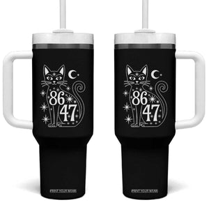 86 47 Celestial Black Cat Mystic Tumbler With Handle Moon Stars Coded Political Satire TS02 One Size: 40 oz Black Print Your Wear