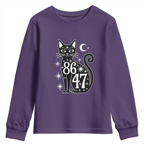 86 47 Celestial Black Cat Mystic Youth Sweatshirt Moon Stars Coded Political Satire TS02 Purple Print Your Wear