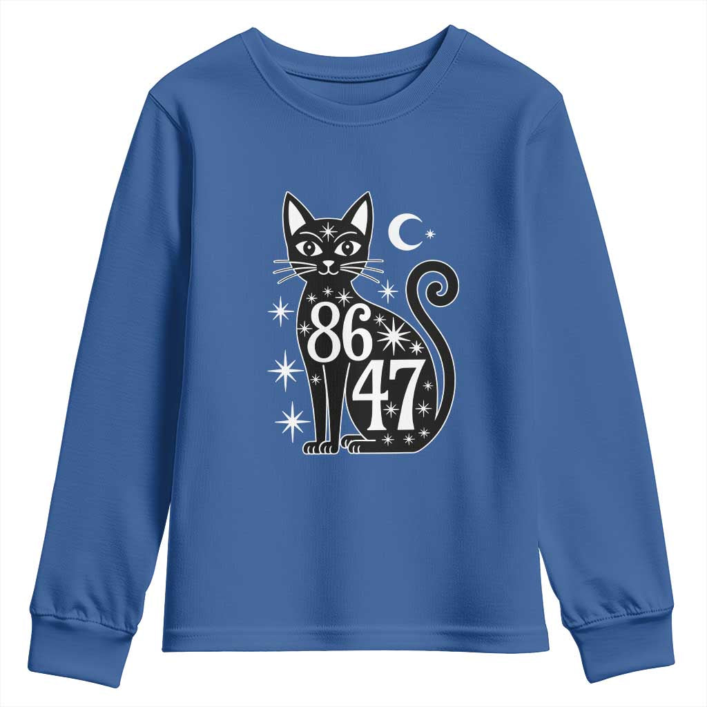 86 47 Celestial Black Cat Mystic Youth Sweatshirt Moon Stars Coded Political Satire TS02 Royal Blue Print Your Wear