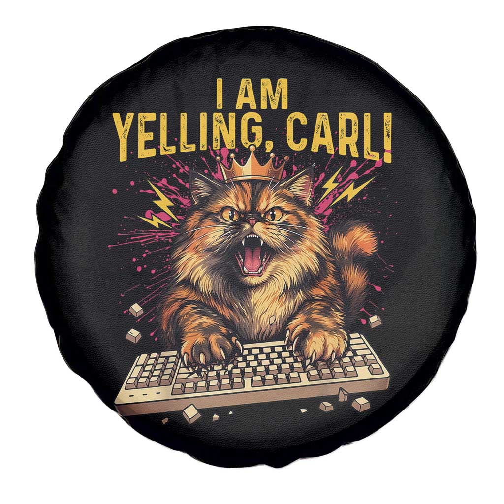 I Am Yelling Carl Graphic Spare Tire Cover Funny Angry Cat Typing Keyboard Comic Retro TS02 Print Your Wear