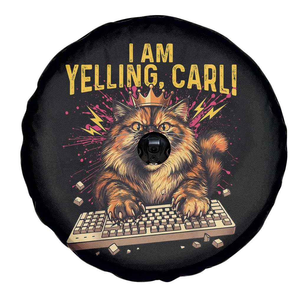 I Am Yelling Carl Graphic Spare Tire Cover Funny Angry Cat Typing Keyboard Comic Retro TS02 Print Your Wear