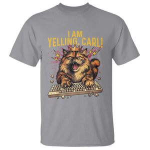 I Am Yelling Carl Graphic T Shirt Funny Angry Cat Typing Keyboard Comic Retro TS02 Sport Gray Print Your Wear
