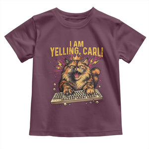 I Am Yelling Carl Graphic Toddler T Shirt Funny Angry Cat Typing Keyboard Comic Retro TS02 Maroon Print Your Wear